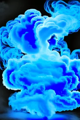 blue smoke in a shape of a person cloud air elemental