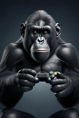 a realistic ape holding a Xbox controller