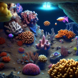 deep sea bottom with corals, unreal engine 5, 8k resolution, photorealistic, ultra detailed