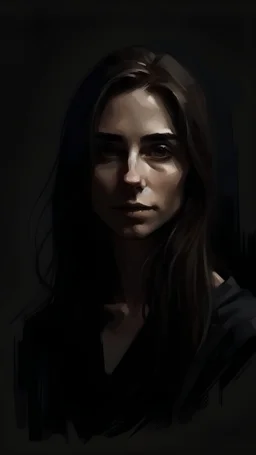 A picture of a woman as if painted in dark colors