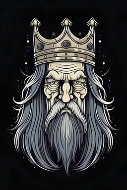 angry old man ghost with long hair and crown