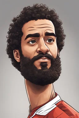 cartoon caricature face of mohamed salah facing very slightly left and looking left