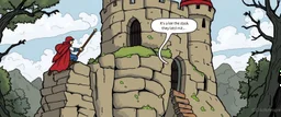 d&d cartoon, Stigen opp i borgen virker stabil, men skjelver. Neste steg?x "Forsterk med en pinne", Ogren godkjenner improvisasjonen din.