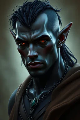 Portrait of a dark elf dark skin male