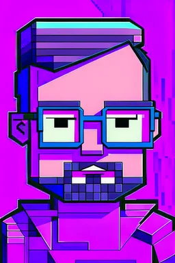 a portrait of a purple Minecraft guy, 2d, large pixel style