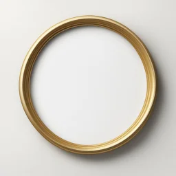 A round simple golden frame on a white background