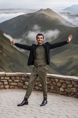 A full-body shot of a young azeri man