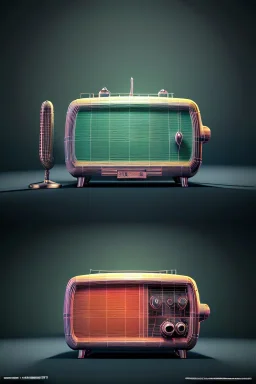 Radio, design by smeg, 3d, Ultra realistic, photo studio, color background, highly detailed, RTX, ultra detail, clean 3d, finely drawn, high definition.