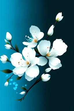 White blossom digital art with blue background
