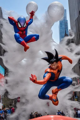 goku vs spider man macys float