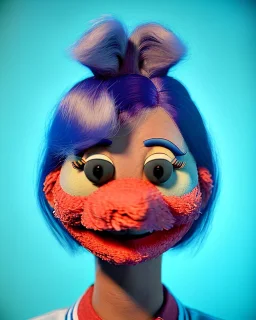 Portrait, hybrid character, waitress woman with monster muppet mask that covers her entire head, retro style, Sesame Street style, smooth, unreal engine 5, god lights, ray tracing, RTX, lumen lighting, ultra detail, volumetric lighting, 3d.