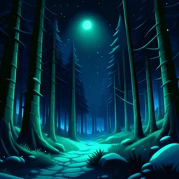 A winter forest at night from a Nintendo 64 game