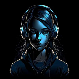 Girl headphones dark