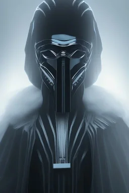 All Black Anakin Skywalker soldier, ghost, wearing high tech mask, white smoke, dark, rage, sorrow, high definition, ultra 8 k, volumetric lighting, blue fire, fog