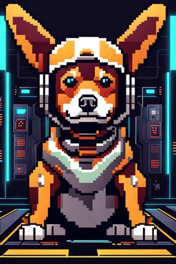 dog pixel art futuristic