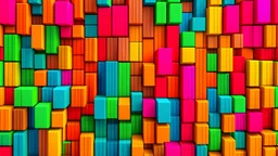 Colorful wooden blocks aligned. Wide format. Hand edited generative AI.