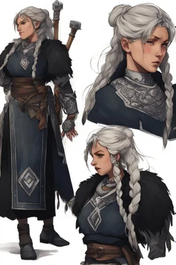 Viking woman character design semi realistic anime