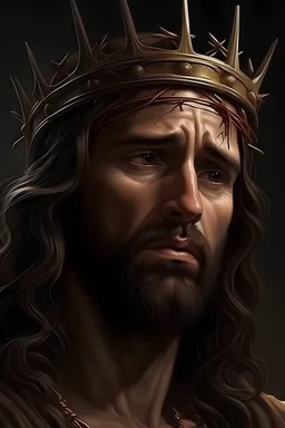 Jesus wearing a crown of thorns realistic image