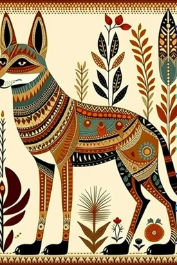 Native American Folk Art Coyote illustration