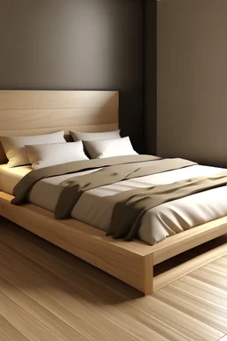 Entire beds made of smooth light wood