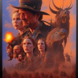 An original movie poster by drew struzan, high concept western monster movie