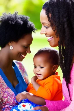 Mother feeding a child