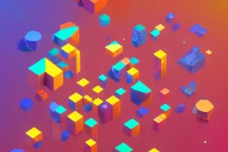 3D colorful geometric installation, simplistic, studio lighting, C4D, 16k, Behance, Artstation, centered, top down camera, vibrant