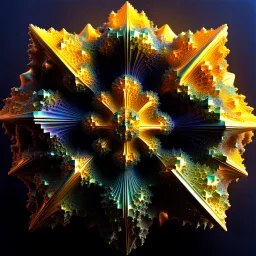 a mandelbulb 3d fractal made of small metallic random color cubes