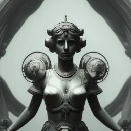 a greek marmor statue of athena, steam punk, scary, horror, realistic, made in octane, cinematic, movie, CGI, ultra-realistic, extremely detailed octane rendering, 8K, VRAY Super Real ar 2:3, dof photorealistic futuristic 50mm lens hard lighting dark gray tintype photograph, realistic lighting, sephia colors