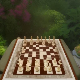 chess board, plants, real peoples faces