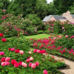 A Rose Garden in front of a house