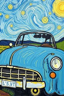 a car in the style of van gogh
