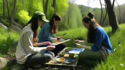 I love spending time with my friends in nature, creating art together. It's a great way to unwind and let our creativity flow. #painting #art #outdoor