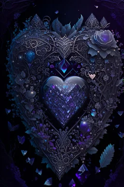 dark fantasy, intricate cover, a whimsical fairytale, heart made of crystals