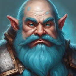 dnd, portrait of dwarf with cyan skin