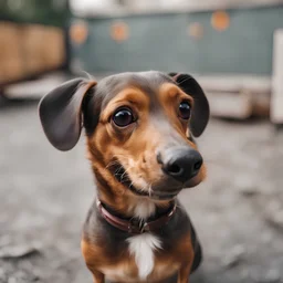 Wiener dog with a big mustache