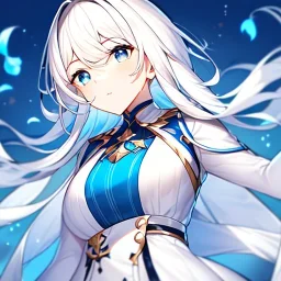 Girl, high quality, detailed, white hair, blue eyes,