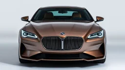 a luxury sedan car with aggressive front, with circular headlights