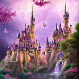 castle pink Magic dream world papillons