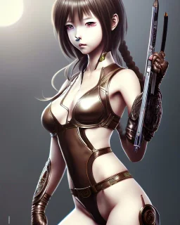 Detailed cute anime Kunoichi girl, brown hair,latex bodysuit, intricate details, upper body portrait, keep head in frame, slight smile, black Japanese motif, concept art, highly detailed, digital painting, concept art, sharp focus, illustration, art by Yoji Shinkawa, WLOP and greg rutkowski and alphonse mucha and artgerm and yanjun Chen and Junji ito and Makoto Shinkai, HDR, octane render.