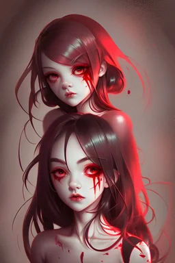 Popular art: girl and blood