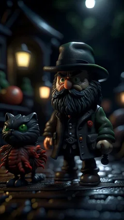 Halloween portrait of Cthulhu postman pat and his nightmare cat, full moon, full of dark desire, shot on Hasselblad h6d-400c, zeiss prime lens, bokeh like f/0.8, tilt-shift lens 8k, high detail, smooth render, down-light, unreal engine, prize winning