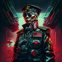 The president of Republic Indonesia in militiary cyberpunk style