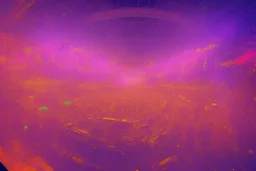 birds eye view, An orchestra playing on stage purple and orange color scheme, high key lighting, volumetric light high details psychedelic background