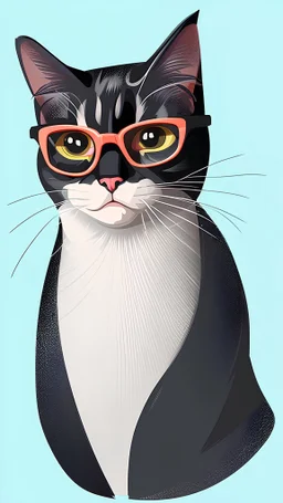 cartoon cat portrait with glasses