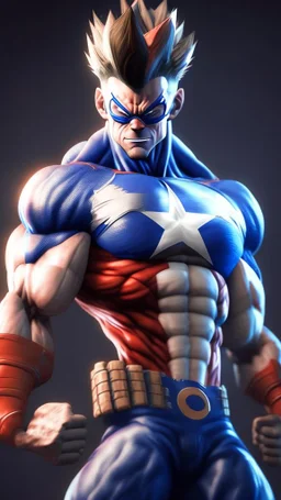 captain america become son goku dragonball, ultra realistic, 4k, ultra detail, full body