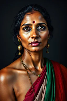 A woman india full body , looking at the viewer, studio photograph, very aesthetic, highly detailed, brilliant composition, hyper realistic, photorealistic, subsurface scattering matt painting