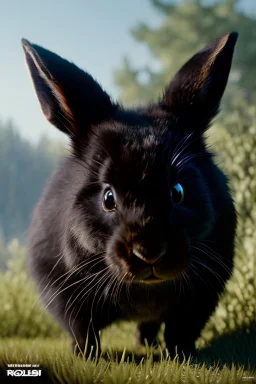 Movie poster for a Disney-Pixar film called "Boulder". It is about a thick black rabbit.