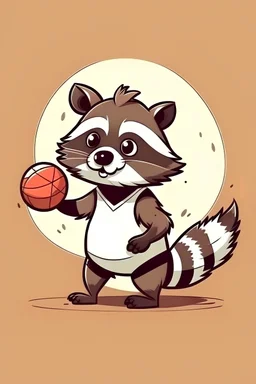 Cute raccoon playing volleyball