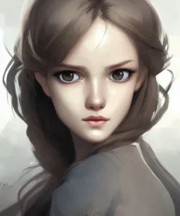 intricate, elegant, sharp focus, illustration, detailed eyes, digital painting, concept art, matte, masterpiece, face portrait of a young and cute ukrainian girl, au naturel, adorable, round face, slightly smiling, art by charlie bowater